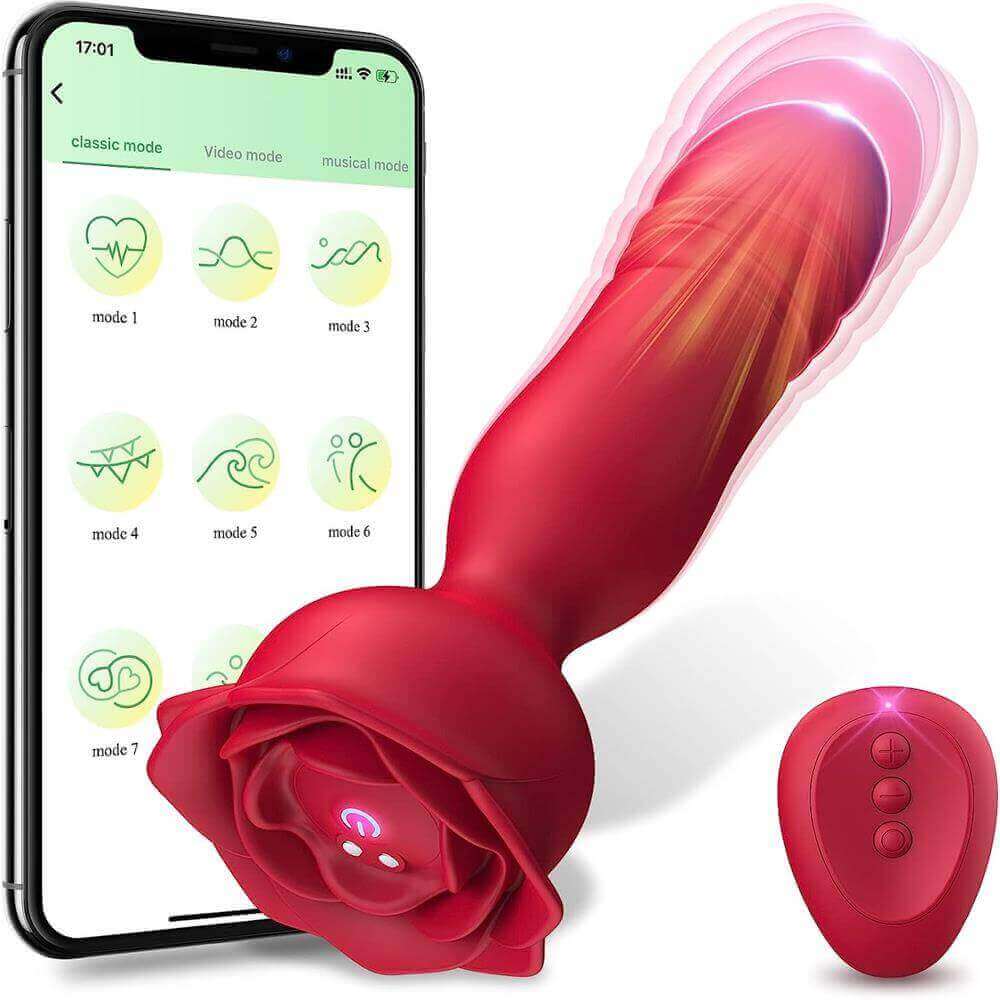 Rose Toy App-Controlled Thrusting Anal Vibrator