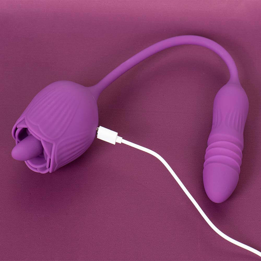 Rose Toy Tongue Licking with Vibrating Butt Plug