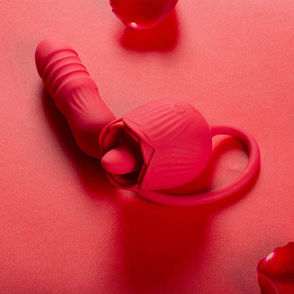 Rose Toy Tongue Licking with Vibrating Butt Plug