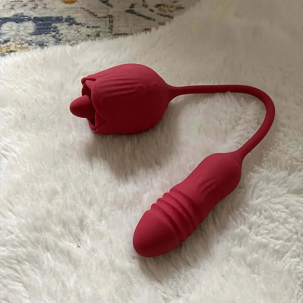 Rose Toy Tongue Licking with Vibrating Butt Plug
