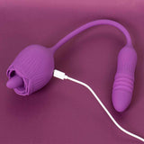 Rose Toy Tongue Licking with Vibrating Butt Plug