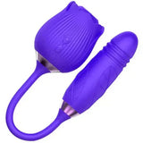 Rose Vibrator 2 in 1 Rose Toy With A Thrusting Dildo